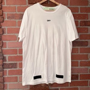 Mens OFF-WHITE R3plica T-Shirt White with Black Graphics in Size Large